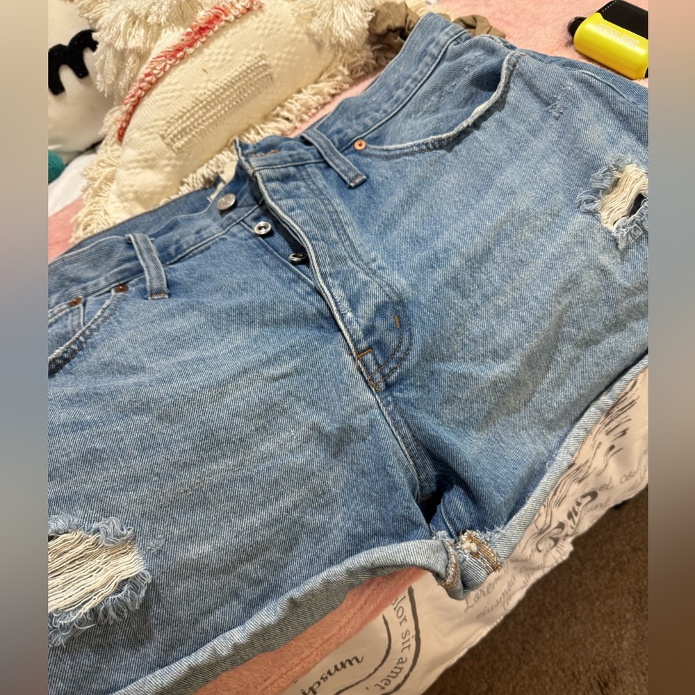 Madewell Blue Jean Shorts Distressed Frayed Hem
